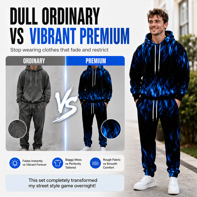 ⏰ Last Day of the Sale – 50% OFF ✨Men's Printed Hoodie & Sweatpants Set