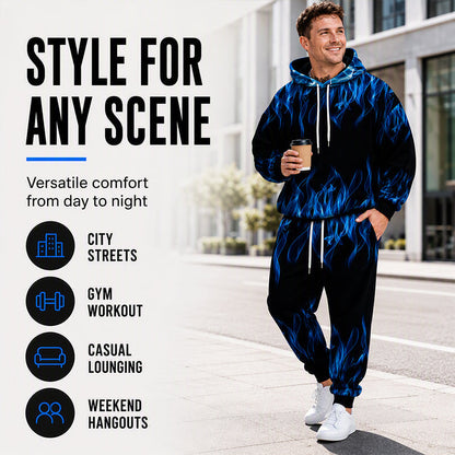 ⏰ Last Day of the Sale – 50% OFF ✨Men's Printed Hoodie & Sweatpants Set
