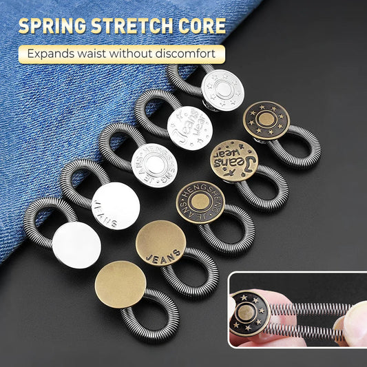 Spring-Loaded Metal Waist Extender Button for Jeans