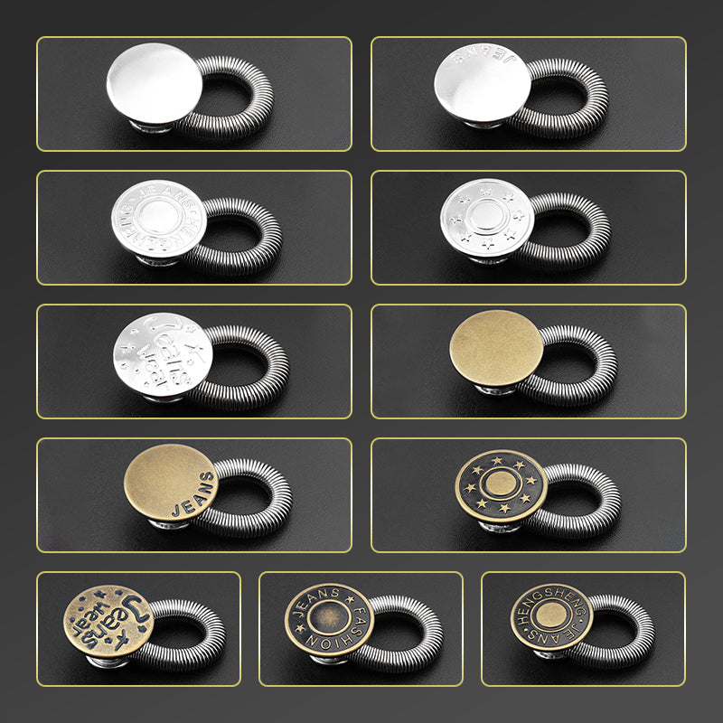 Spring-Loaded Metal Waist Extender Button for Jeans