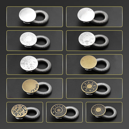 Spring-Loaded Metal Waist Extender Button for Jeans