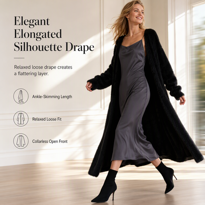 Women's Faux Mink Fleece Long Cardigan Sweater Fluffy Oversized Knit Coat for Autumn and Winter