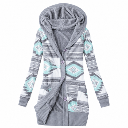 Women's Mid-Length Hooded Knit with Cotton Lining