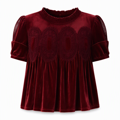 ✨Limited stock available, don’t miss out!🎉Women's Solid Short Sleeve Top with Ruffle Collar