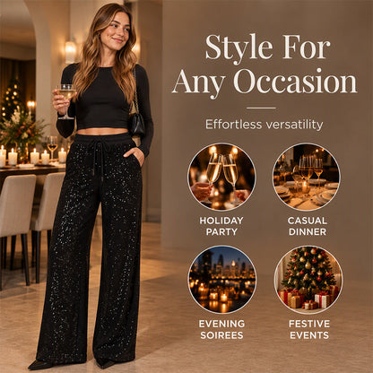 🖤Black Friday Sale:50% OFF🖤 💎Women's Sparkling Sequin Wide-Leg Pants