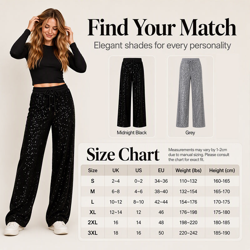 🖤Black Friday Sale:50% OFF🖤 💎Women's Sparkling Sequin Wide-Leg Pants
