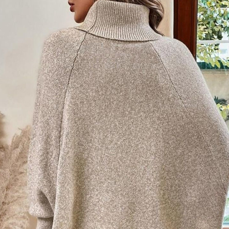 ✨Women's Elegant High-Neck Asymmetrical Hem Cape Sweater
