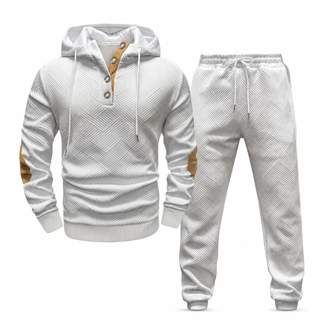 🧥 Men's 2 Piece Hoodie Set – Premium Jacquard Knit, Breathable & Always Cool