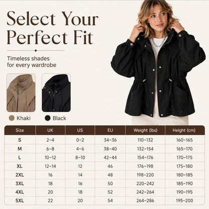 Women's Chic Drawstring Waist Hooded Jacket