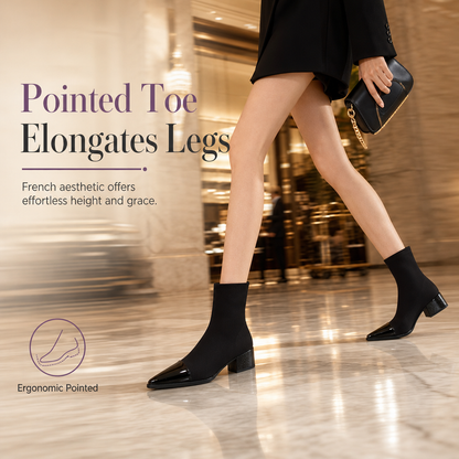 🍂Women's French Style Pointed Toe Ankle Boots Slim Fit Elegant Short Boots for Spring and Autumn