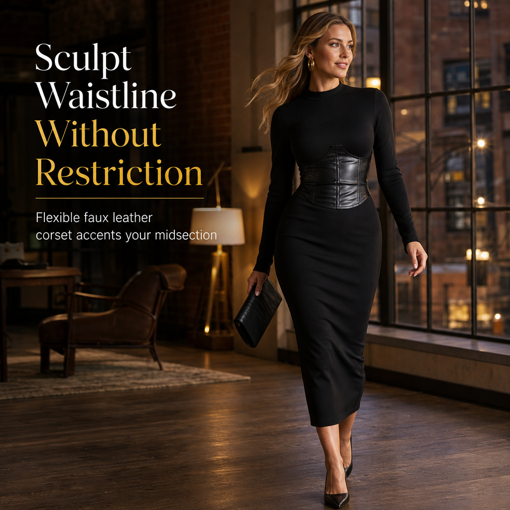✨Sculpted Waist, Elegant Curve – Women's Ribbed Bodycon Dress