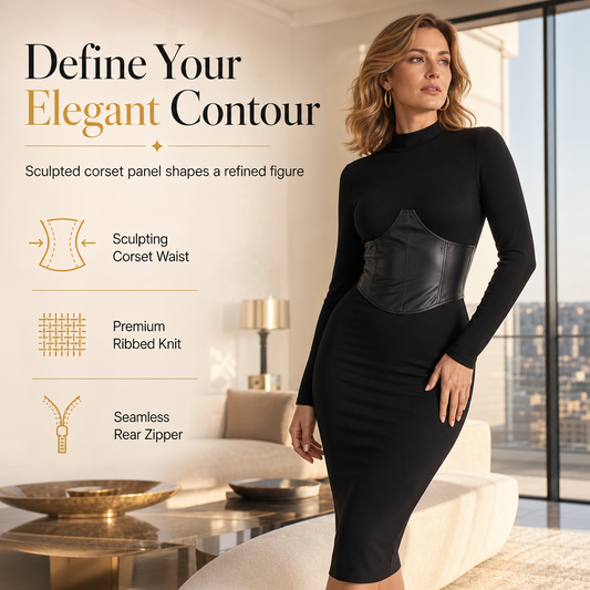 ✨Sculpted Waist, Elegant Curve – Women's Ribbed Bodycon Dress