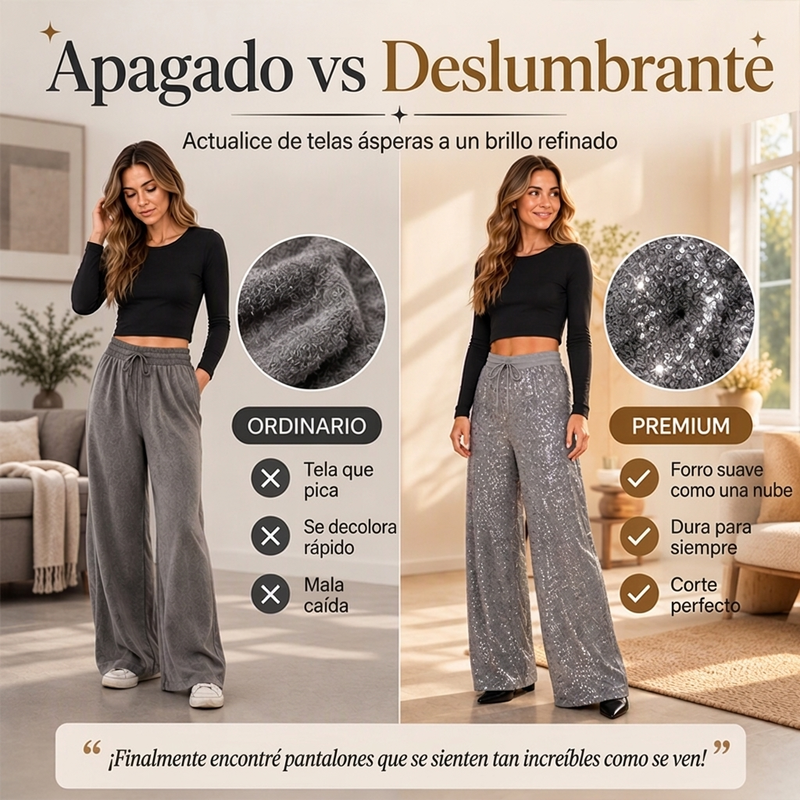 ⏰SOLO HOY! 50% DE DESCUENTO⏰ Pantalones de pierna ancha de lentejuelas brillantes para mujer
