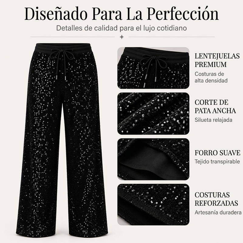 ⏰SOLO HOY! 50% DE DESCUENTO⏰ Pantalones de pierna ancha de lentejuelas brillantes para mujer
