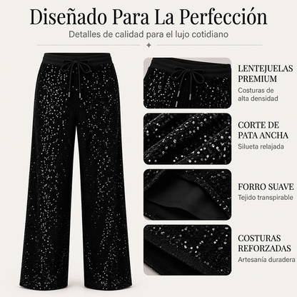 ⏰SOLO HOY! 50% DE DESCUENTO⏰ Pantalones de pierna ancha de lentejuelas brillantes para mujer