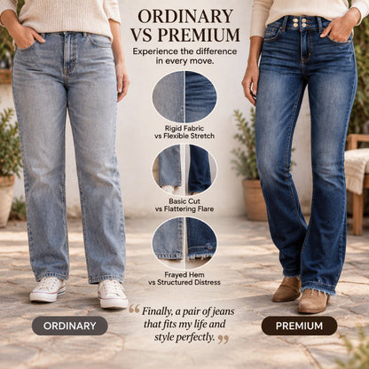 Women's Double-Button High-Waisted Bootcut Jeans