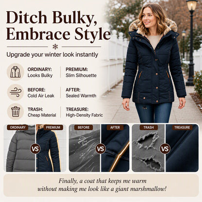 ✨ Warm & Streamlined ❄️ Women's Slim-Fit Hooded Padded Jacket – Lightweight, Windproof & Figure-Flattering 🧥 Short Facebook Headline