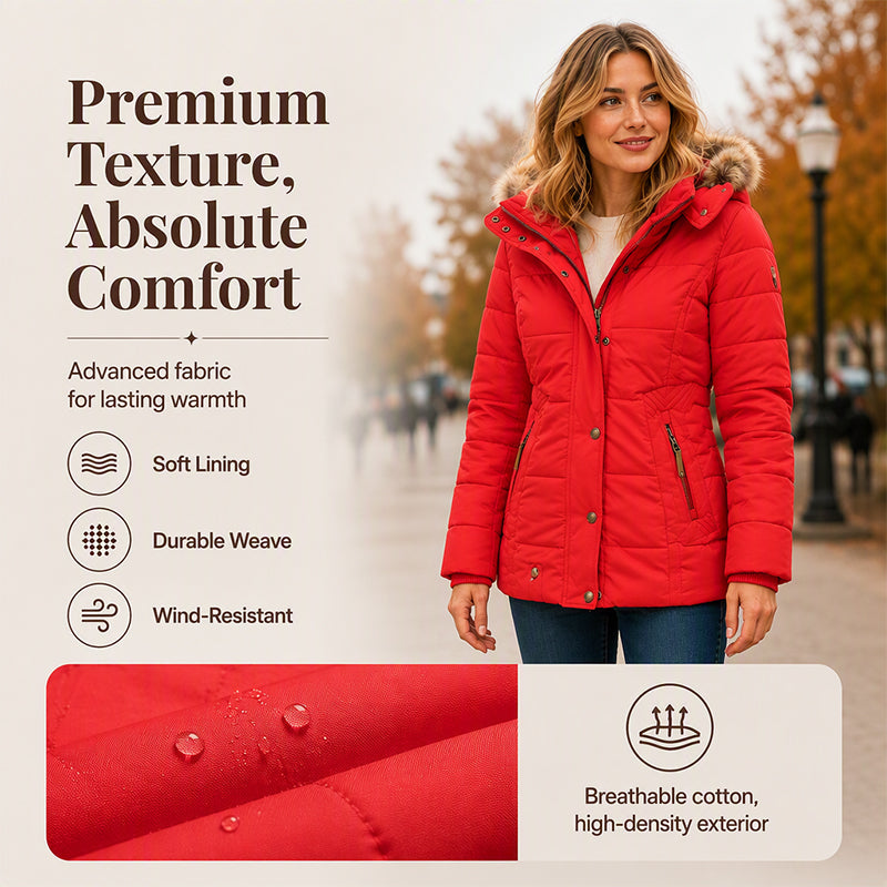 ✨ Warm & Streamlined ❄️ Women's Slim-Fit Hooded Padded Jacket – Lightweight, Windproof & Figure-Flattering 🧥 Short Facebook Headline