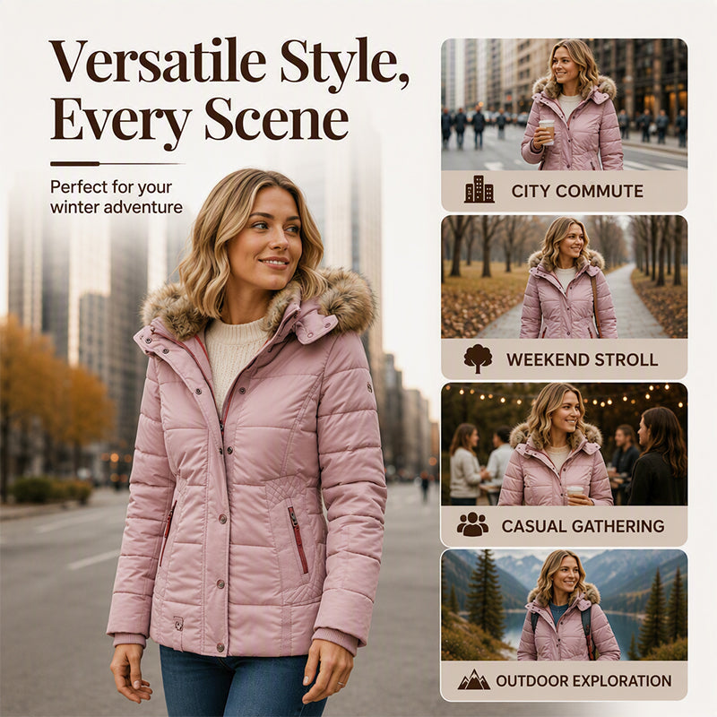 ✨ Warm & Streamlined ❄️ Women's Slim-Fit Hooded Padded Jacket – Lightweight, Windproof & Figure-Flattering 🧥 Short Facebook Headline
