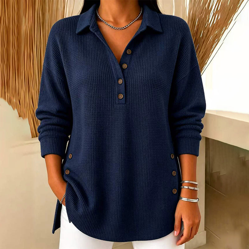 Women's Waffle Knit Long Sleeve Top