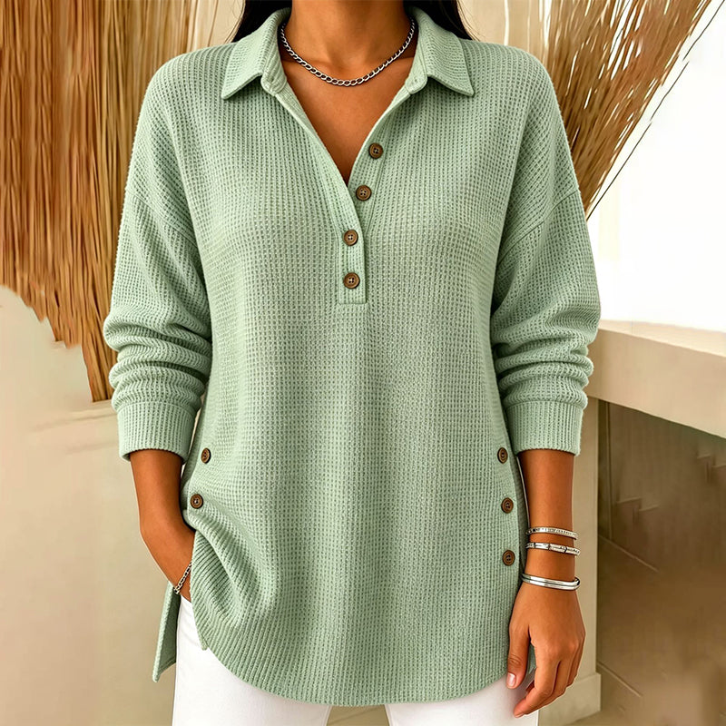 Women's Waffle Knit Long Sleeve Top