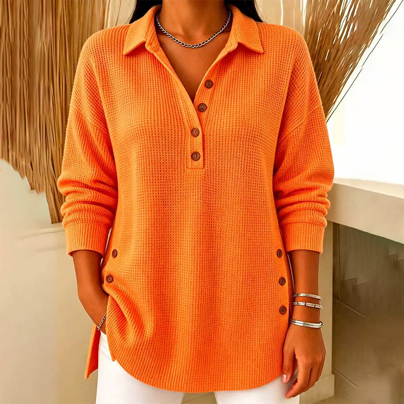 Women's Waffle Knit Long Sleeve Top
