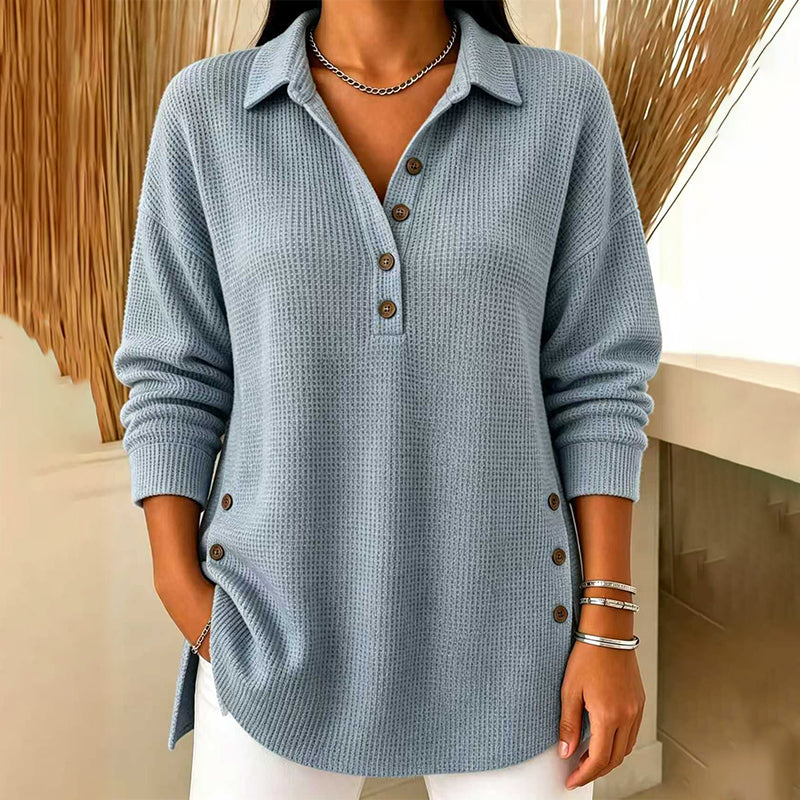Women's Waffle Knit Long Sleeve Top
