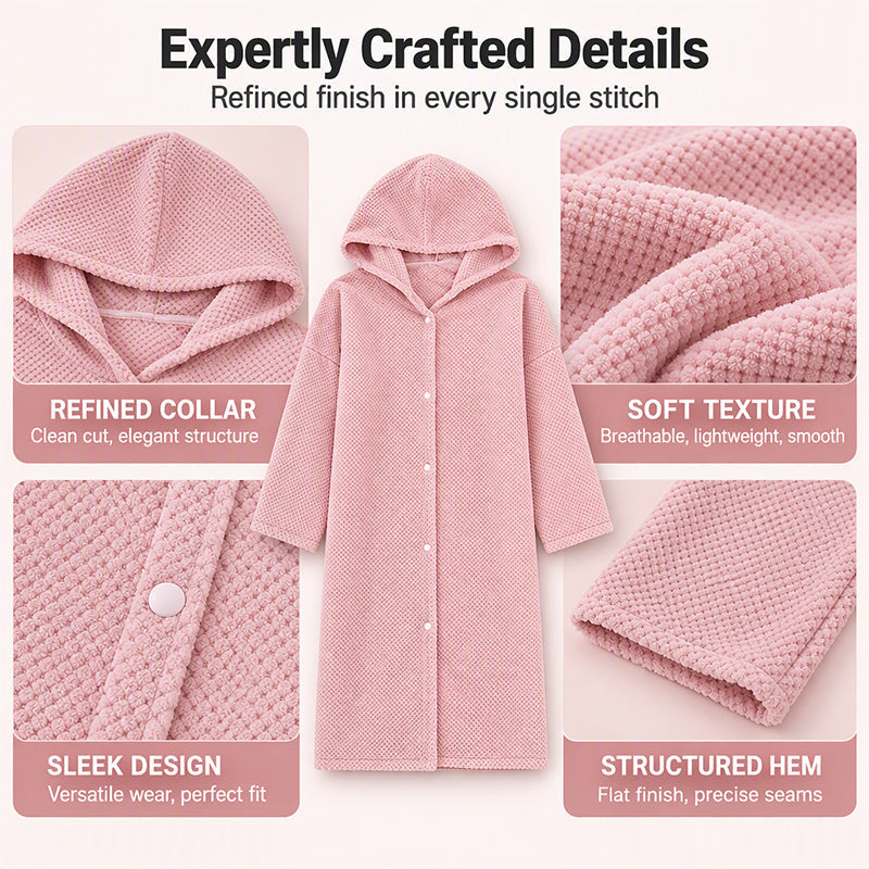 Women's Wearable Hooded Bathrobe Towel
