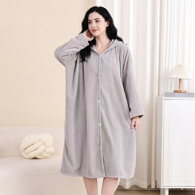 Women's Wearable Hooded Bathrobe Towel