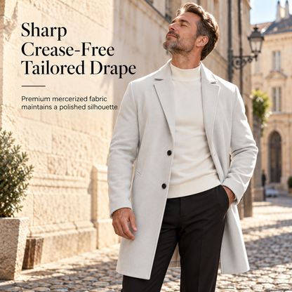 Men's Classic Single Breasted Trench Coat Business Casual Premium Windbreaker