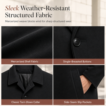 Men's Classic Single Breasted Trench Coat Business Casual Premium Windbreaker