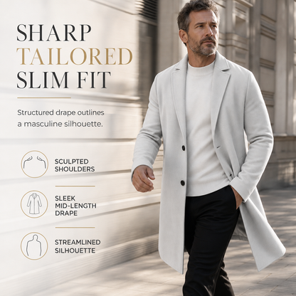 Men's Classic Single Breasted Trench Coat Business Casual Premium Windbreaker