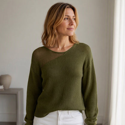⏰ Last Day of the Sale – 50% OFF ✨Women's Faux Mink Sweater with Mesh Patchwork