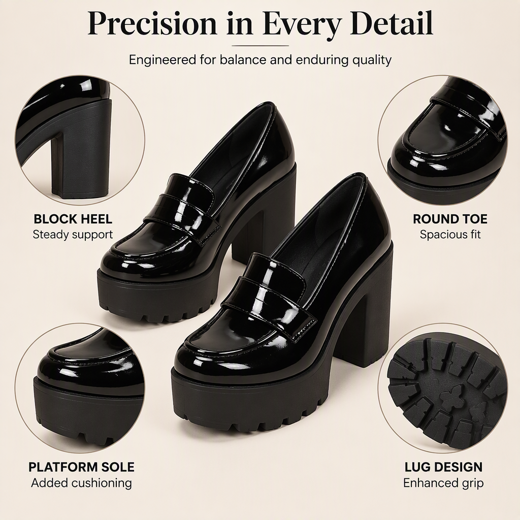 ✨Women's Chunky Heel Platform Loafers