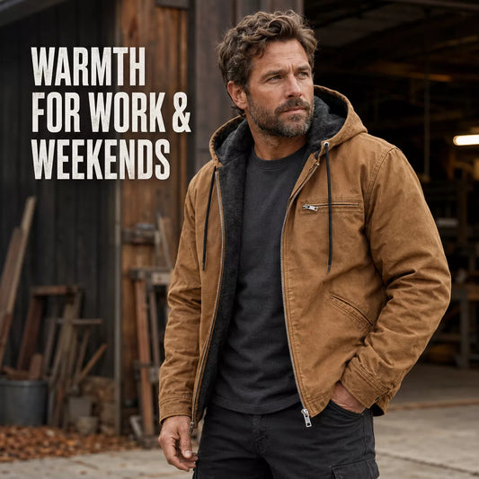 ⏰ Last Day of the Sale – 50% OFF ✨Men’s Plush-Lined Hooded Work Jacket