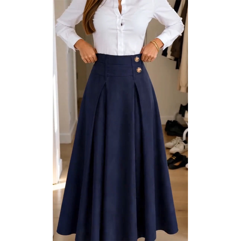 💥 Limited Time Offer 👗 Women's High-Waisted Pleated A-Line Maxi Skirt ✨ high waist, pleated design, flowy A-line long skirt