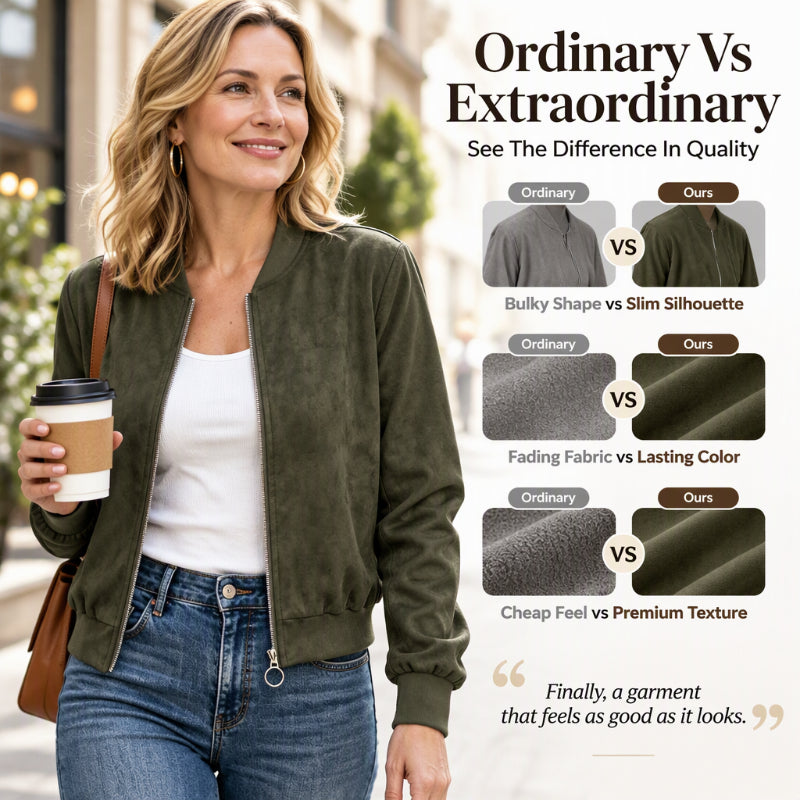 Women's Faux Suede Cropped Bomber Jacket