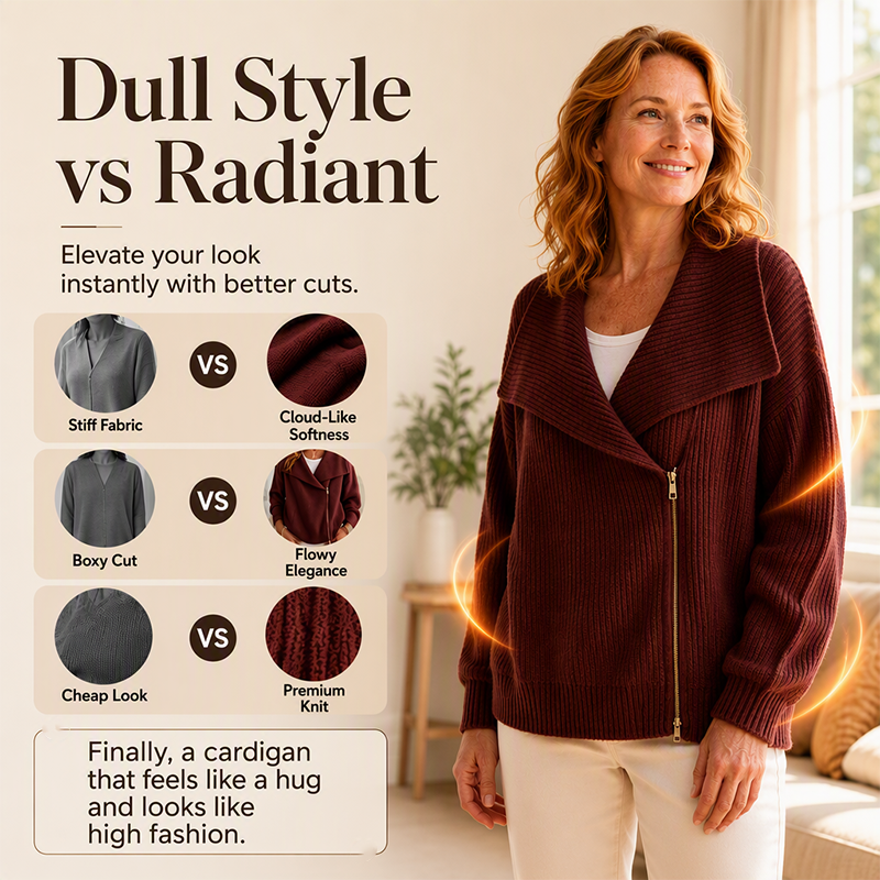 Women's Chic Asymmetrical Zip Up Sweater Jacket