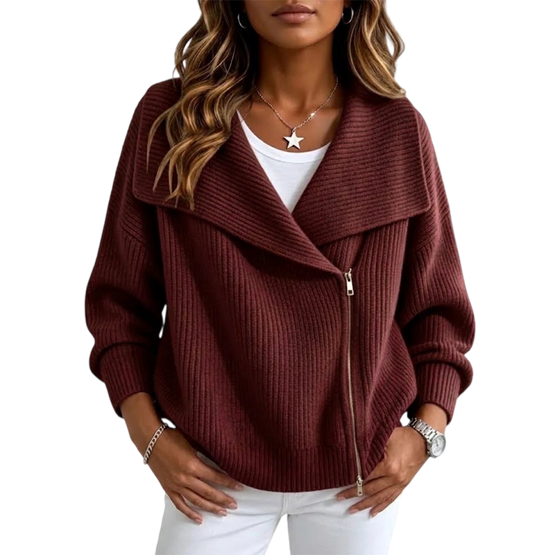 Women's Chic Asymmetrical Zip Up Sweater Jacket