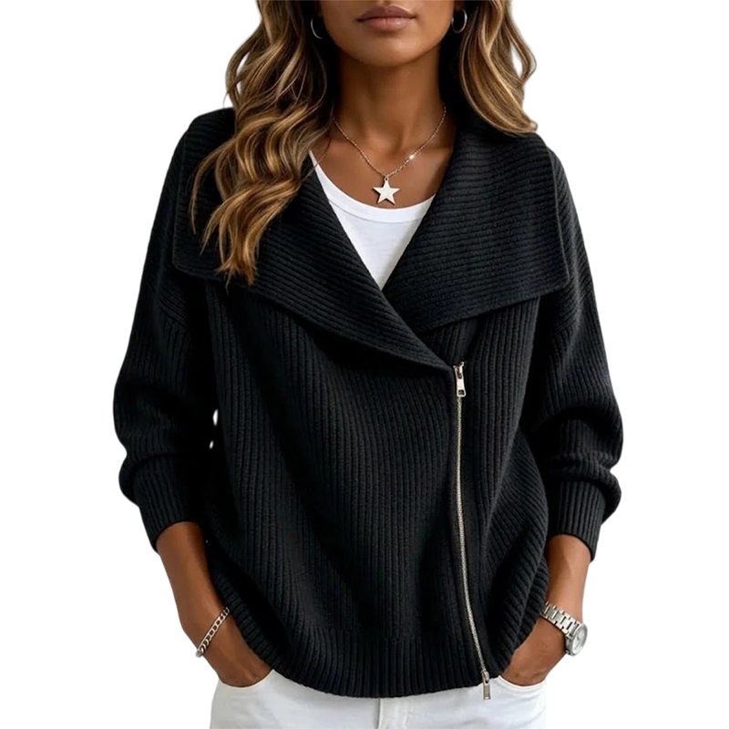 Women's Chic Asymmetrical Zip Up Sweater Jacket