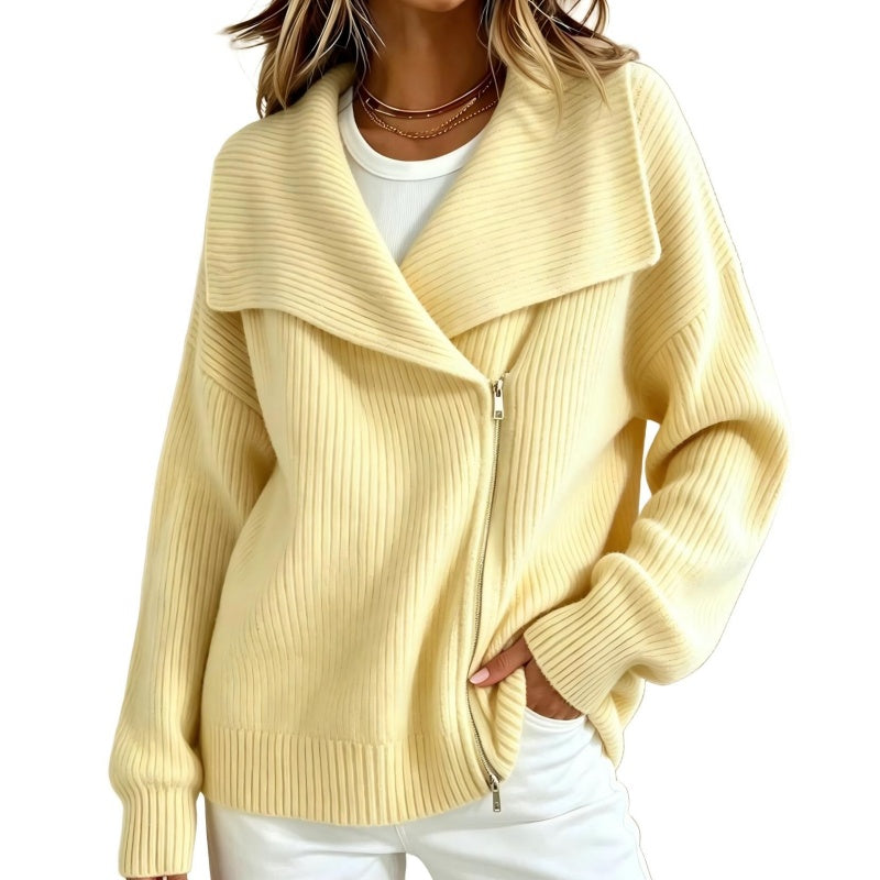 Women's Chic Asymmetrical Zip Up Sweater Jacket