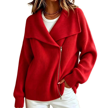 Women's Chic Asymmetrical Zip Up Sweater Jacket