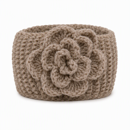 Women Winter Warm Knitted Ear Warmer Headband Wide Floral Hair Accessory