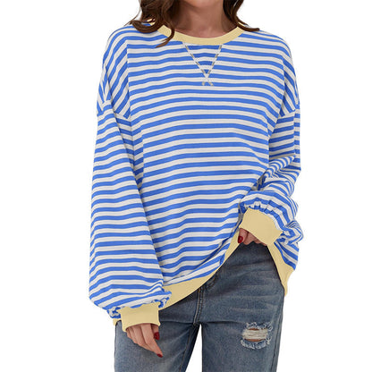 Women's Oversized Striped Long Sleeve Top