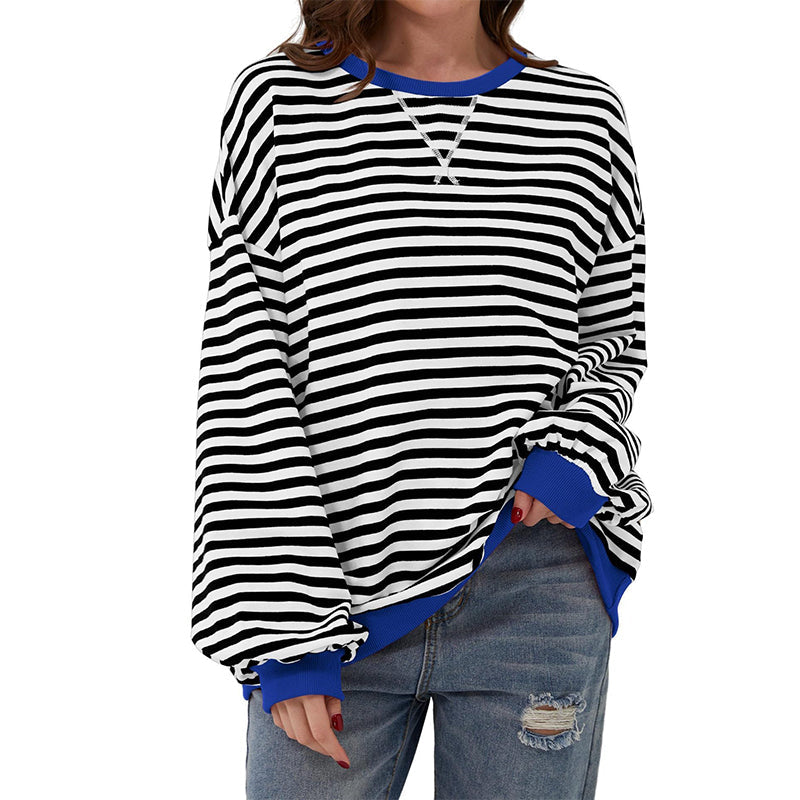 Women's Oversized Striped Long Sleeve Top