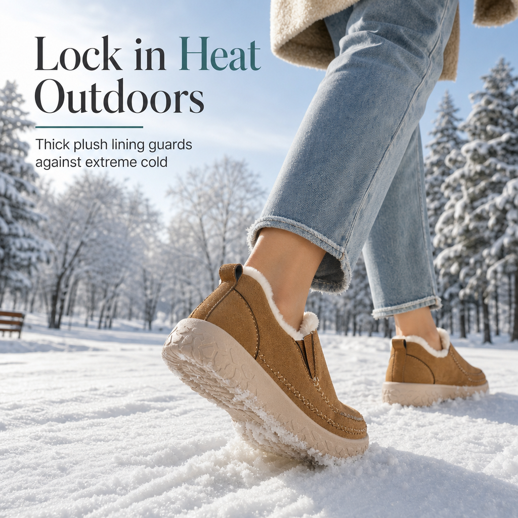Women's Slip On Snow Boots Warm Comfortable Non Slip Winter Cotton Shoes with Wide Fit