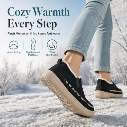 Women's Slip On Snow Boots Warm Comfortable Non Slip Winter Cotton Shoes with Wide Fit