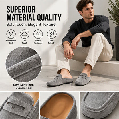 Men's Faux Suede Platform Slip-On Half Slippers🥠𝙁𝙧𝙚𝙚 𝙎𝙝𝙞𝙥𝙥𝙞𝙣𝙜