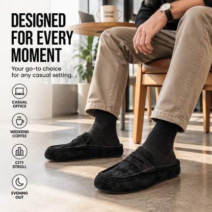 Men's Faux Suede Platform Slip-On Half Slippers🥠𝙁𝙧𝙚𝙚 𝙎𝙝𝙞𝙥𝙥𝙞𝙣𝙜