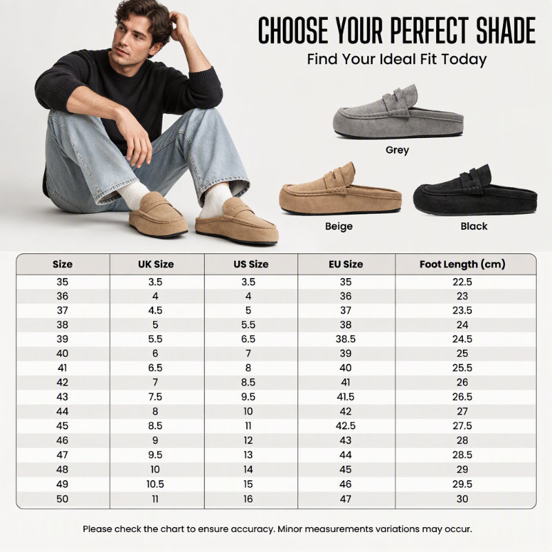 Men's Faux Suede Platform Slip-On Half Slippers🥠𝙁𝙧𝙚𝙚 𝙎𝙝𝙞𝙥𝙥𝙞𝙣𝙜